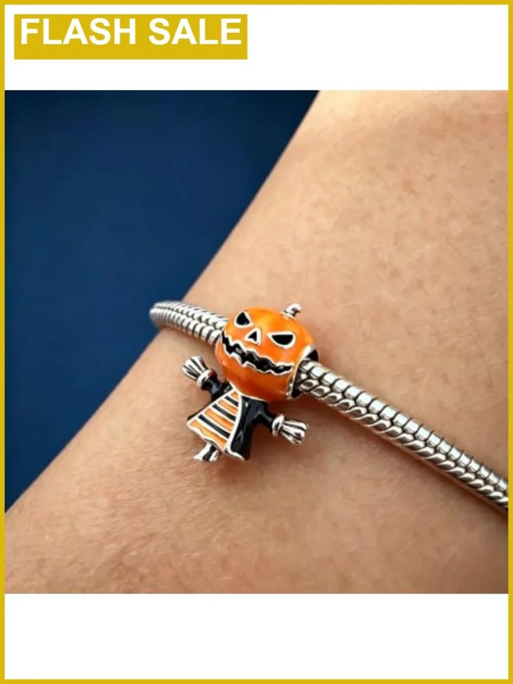 Sterling Silver Pumpkin Scarecrow Charm for Bracelets Necklaces